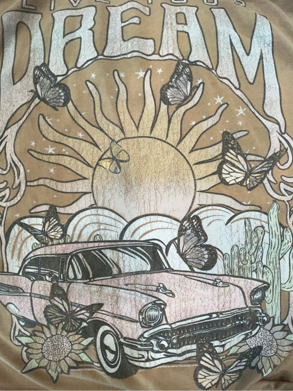 Vintage-Inspired Dream Graphic Tee - Brown/Pink